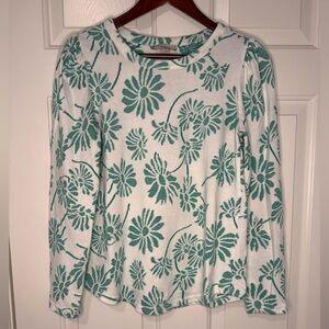 LOFT white and green long sleeve shirt
